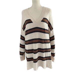 American Eagle Outfitters oversized v-neck striped sweater size Small EUC